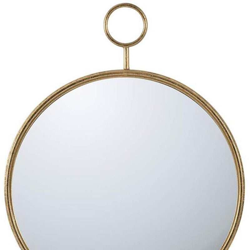 32" Round Iron Framed Accent Mirror - Gold