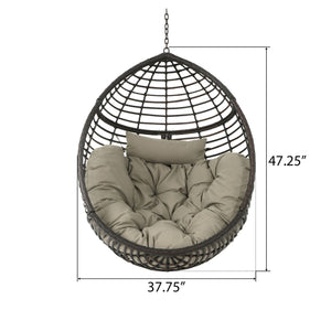 Hanging Basket Chair With Metal Frame And Seat Cushion