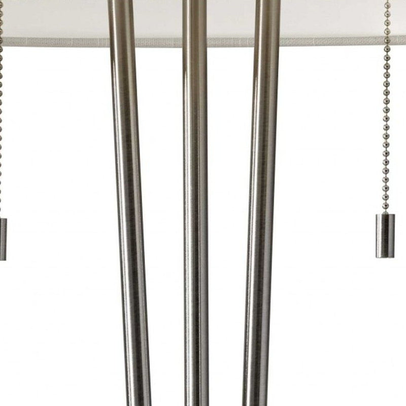 Stylish Triple Pole Metal Table Lamp - Brushed Steel