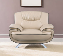 Load image into Gallery viewer, Leather Match Arm Chair - Beige And Silver
