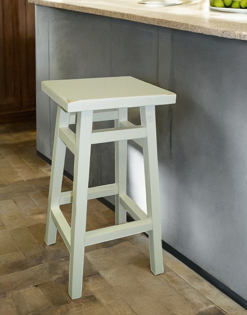 Backless Counter Height Bar Chair With Footrest 24" - White