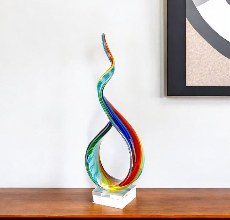 Murano Modern Abstract Tabletop Sculpture (376071) - Rainbow