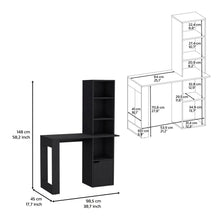 Load image into Gallery viewer, Writing Desk With Bookcase And Cabinet - Black
