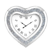 Load image into Gallery viewer, Mirrored Silent Analog Heart Wall Clock - Silver
