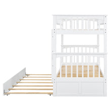 Load image into Gallery viewer, Twin over Twin Bunk Bed with Twin Size Trundle, Convertible Beds, White
