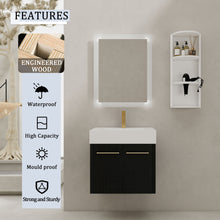 Load image into Gallery viewer, Modern Wall Mounted Bathroom Vanity With Resin Sink And Storage Rack
