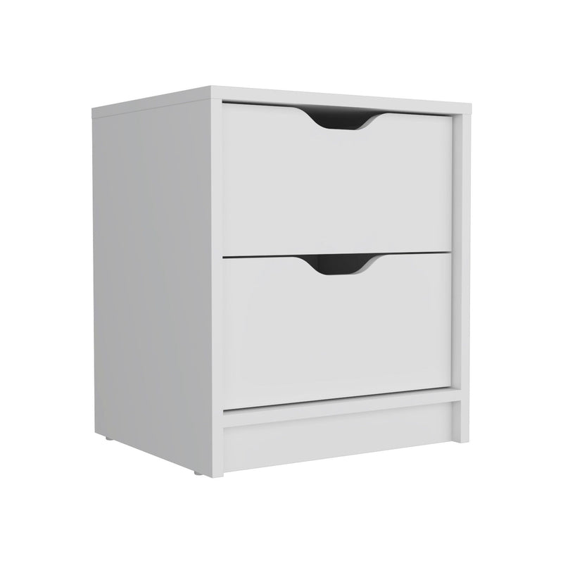 19" Two Drawer Faux Wood Nightstand - White