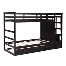 Load image into Gallery viewer, Twin Over Twin Bunk Bed with Trundle and Staircase,Espresso(OLD SKU:LT000068AAP)
