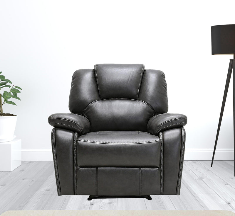 Leather Match Manual Gliding Recliner (329706) - Gray