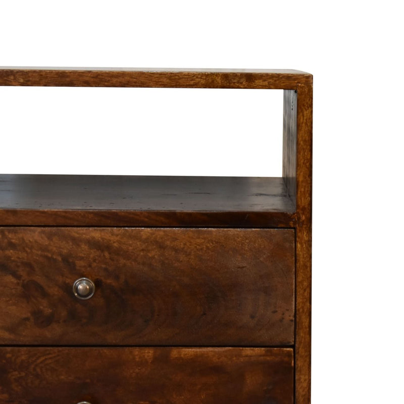 24" Solid Wood Two Drawer Nightstand - Chestnut