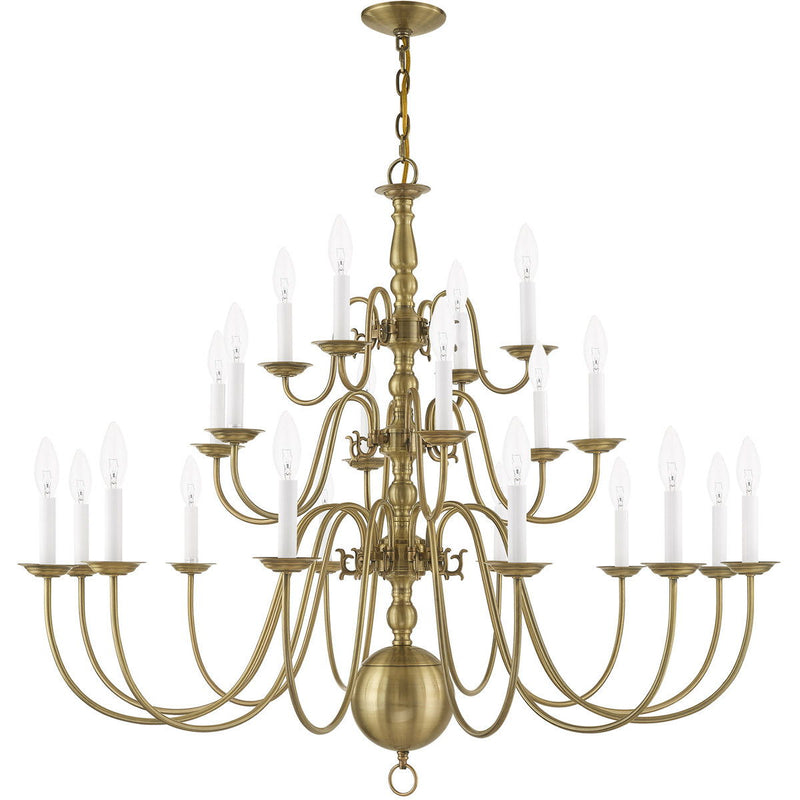 Multi Light Dimmable Chandelier With Shades - Antiqued Brass