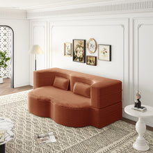 Load image into Gallery viewer, Convertible Plush Corduroy Foam-Filled Sleeper Sofa Bed With 2 Pillows
