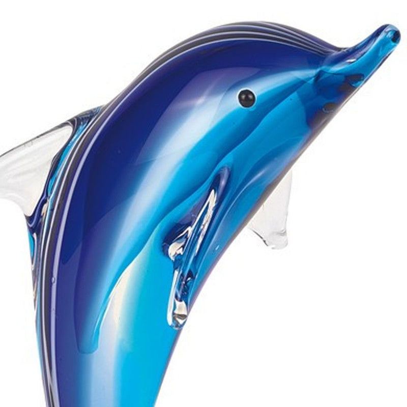 Murano Dolphin Figurine Tabletop Sculpture (390104) - Blue