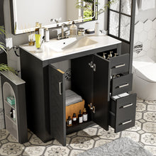 Load image into Gallery viewer, Bathroom Vanity With Sink Combo, Storage Cabinet, Freestanding Set With 3 Drawers &amp; Soft Closing Doors
