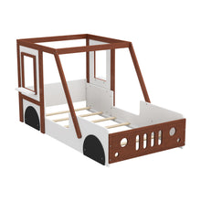 Load image into Gallery viewer, Fun Play Design Twin Size Car Bed, Kids Platform Bed In Car Shaped For Kids Boys Girls Teens - White / Orange

