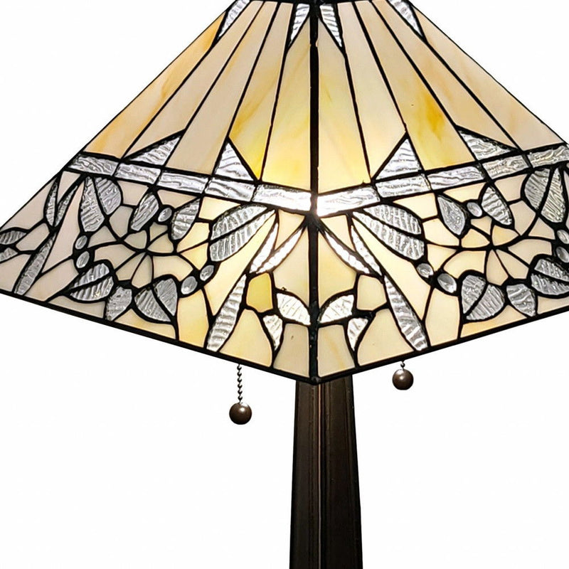 22" Metal Two Light Candlestick Vintage Look Table Lamp With White Shade - Dark Brown