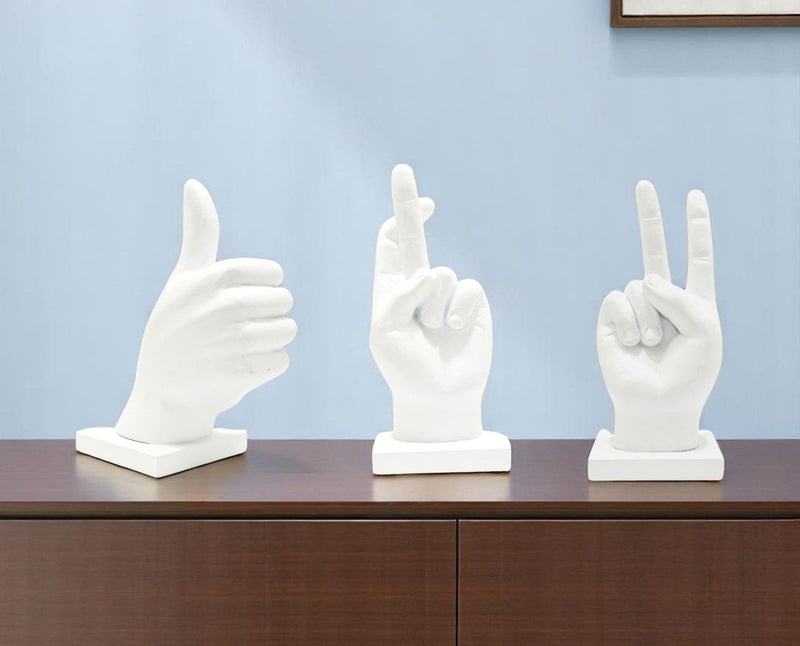 Hand Tabletop Sculpture (Set of 3) - White