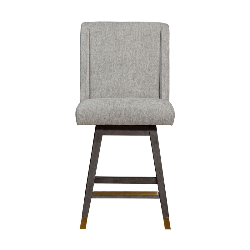 Upholstered And Solid Wood Swivel Counter Height Bar Chair - Brown And Gray