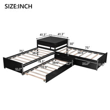 Load image into Gallery viewer, L Shaped Platform Bed With Trundle And Drawers Linked With Built In Desk
