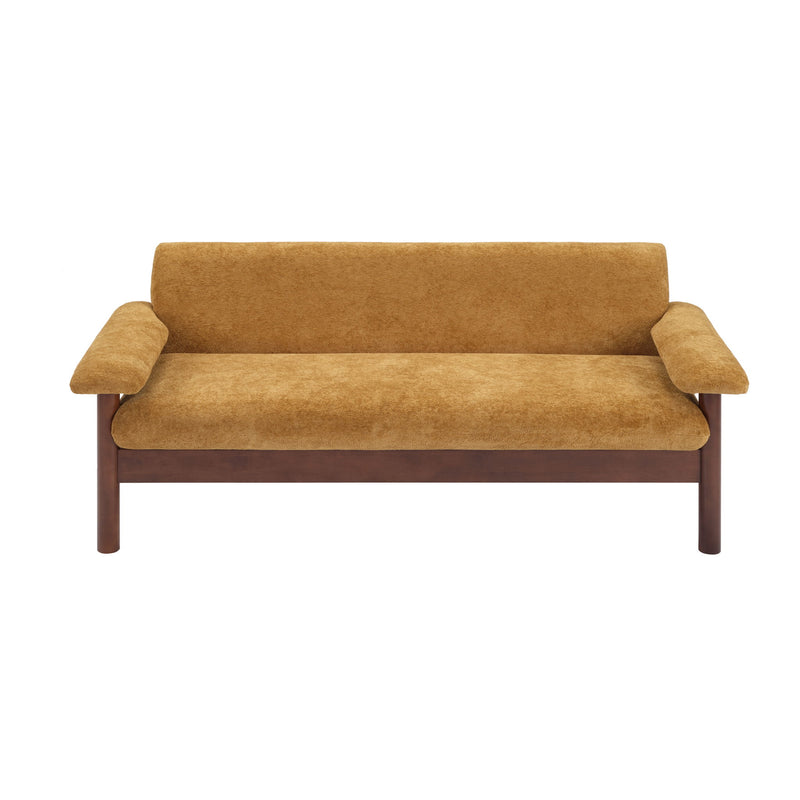 Sofa With Pillow Top Arms, Single Cushion Couch For Living Room - Yellow