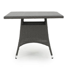 Load image into Gallery viewer, Outdoor Rattan Square Dining Table With 4 Legs - Gray
