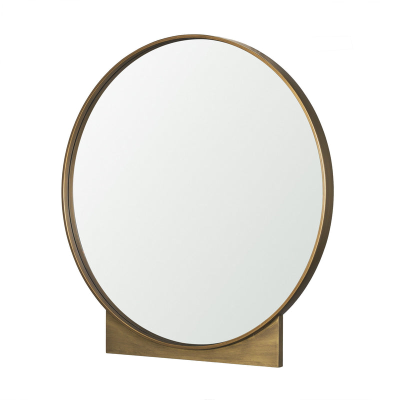 Metal Round Framed Accent Mirror - Brown
