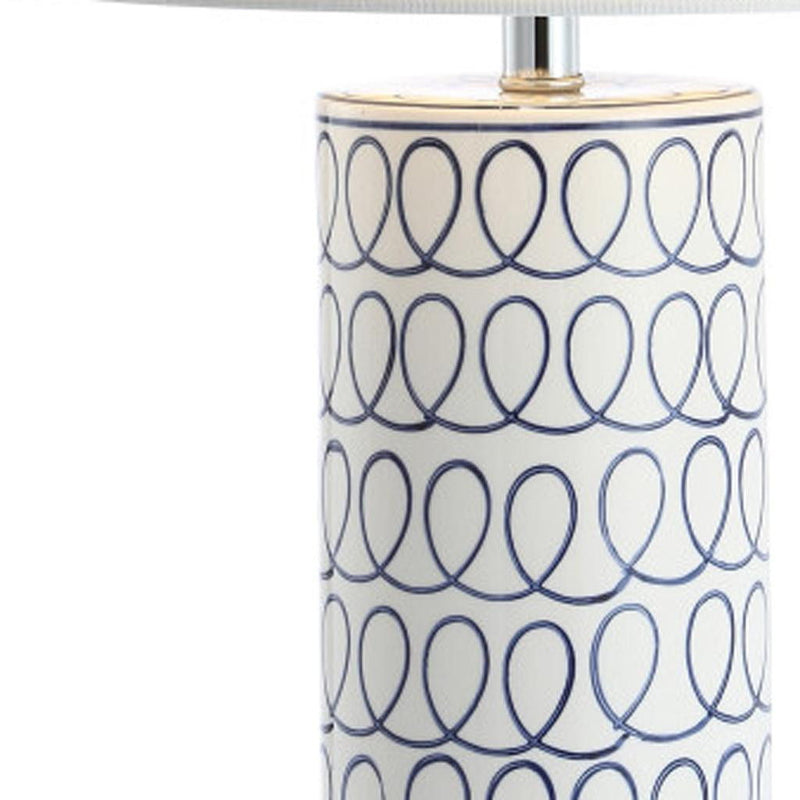 Table Lamp LED With Drum Shade - White