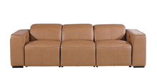 Load image into Gallery viewer, Top Grain Leather Reclining Metal USB Sofa (720387) - Chestnut
