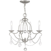 Load image into Gallery viewer, 18" Four Light Metal Dimmable Chandelier With Shades - Nickel
