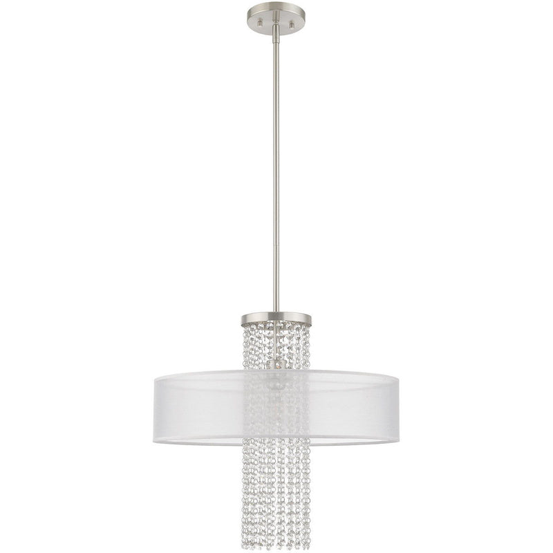 28'' Dimmable Chandelier With Shades - Nickel