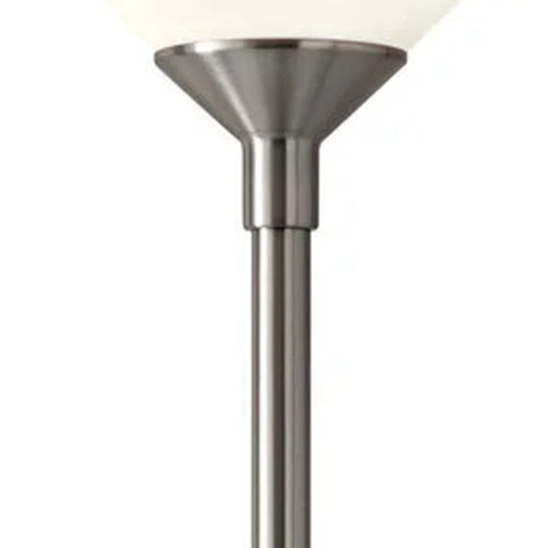 Torchiere Floor Lamp With White Cone Shade - Silver