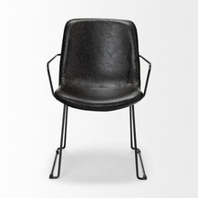 Load image into Gallery viewer, Upholstered Faux Leather Dining Room Arm Chair - Black

