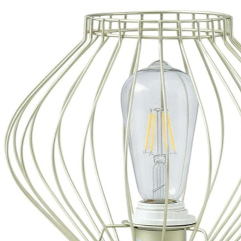 10" Bedside Table Lamp With Gold Cage Shade - Gold