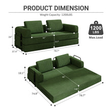 Load image into Gallery viewer, Convertible Sleeper Sofa Bed With Cylindrical Pillow, Fixed Shape Frame

