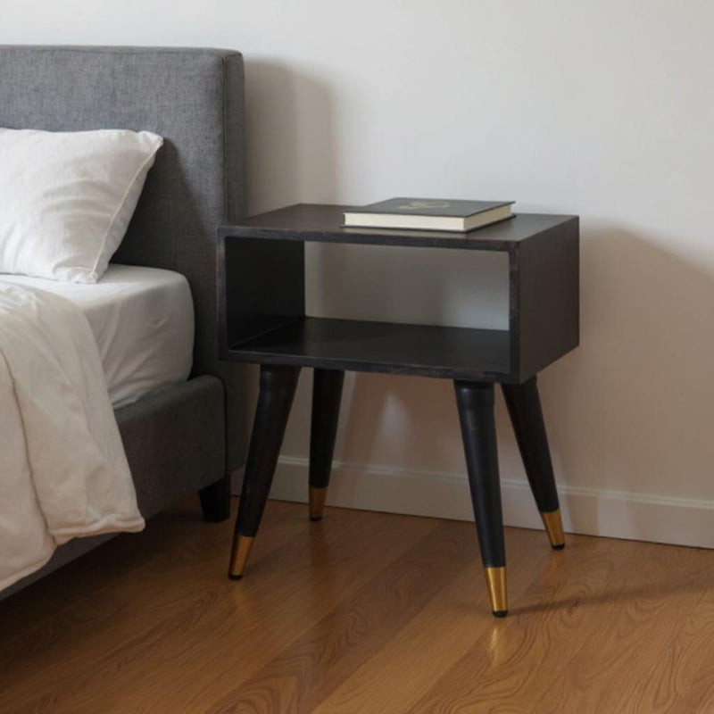 21" Solid Wood Two Drawer Nightstand - Brown
