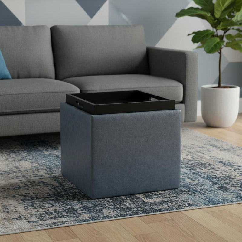 Upholstery Storage Ottoman - Denim Blue