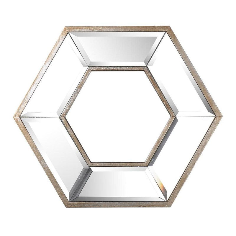12" Hexagon Wall Mounted Accent Mirror - Silver