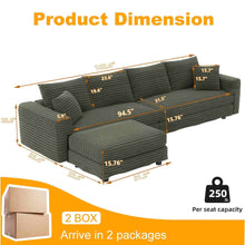 Load image into Gallery viewer, Convertible Deep Seat Sofa With Soft Pillows And Ottomans
