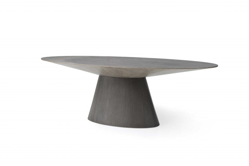 95" Rounded Solid Wood Pedestal Base Dining Table - Gray