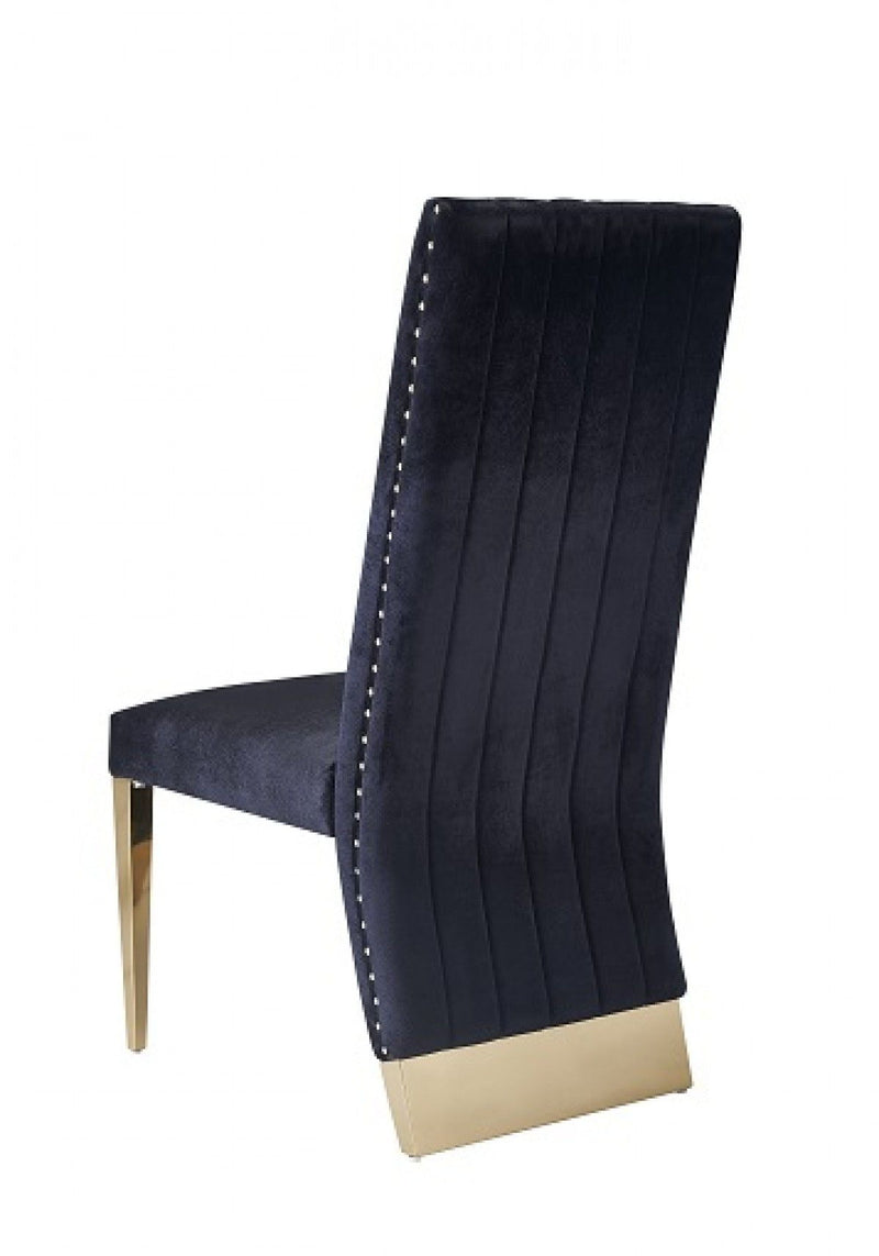 Tufted And Upholstered Velvet Dining Side Chairs (Set of 2) - Black / Gold