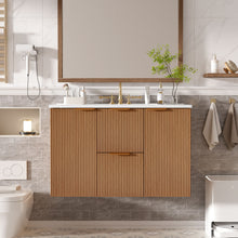 Load image into Gallery viewer, Modern Wall Mounted Bathroom Vanity, Soft Close Doors
