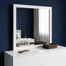 Load image into Gallery viewer, Wood Square Dresser Mount Framed Mirror - White
