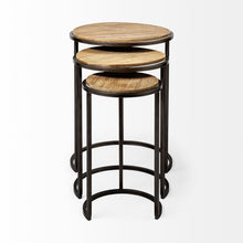 Load image into Gallery viewer, Solid Wood Round End Table (Set of 3) - Black And Brown
