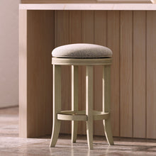 Load image into Gallery viewer, Solid Wood Swivel Backless Counter Height Bar Chair - Gray / Ivory
