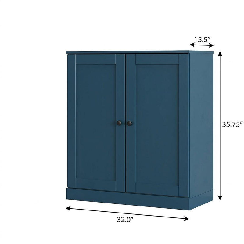 Twenty Pair Solid Woodshoe Storage Cabinet (752348) - Teal Blue