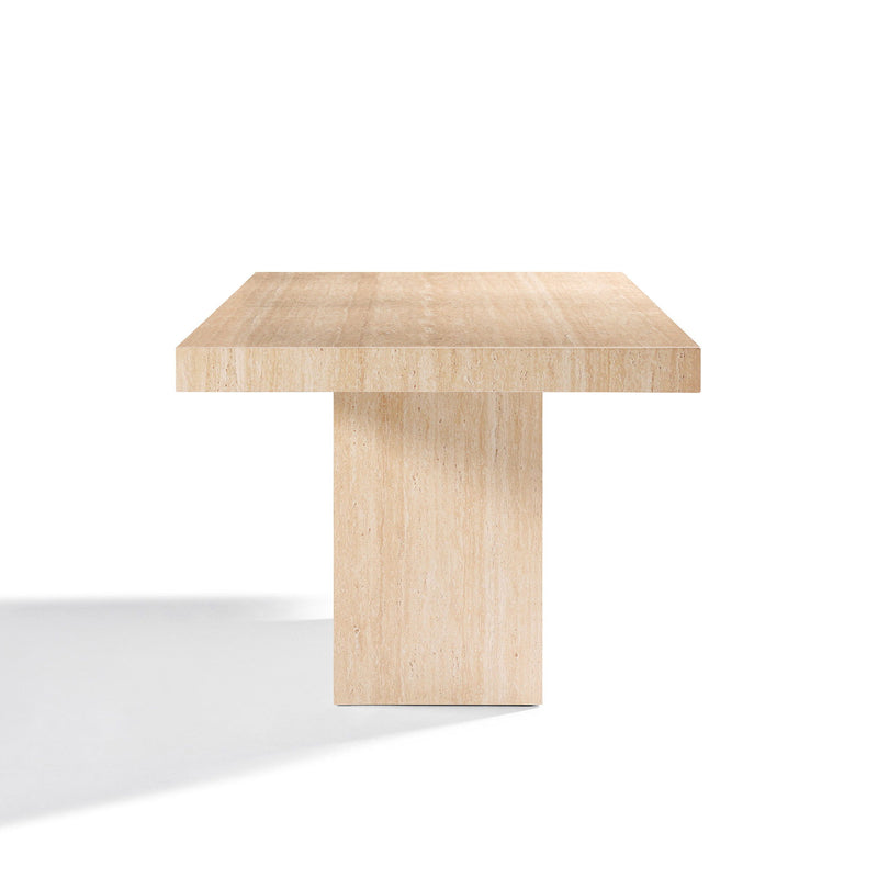 Stone Pedestal Base Dining Table - Beige