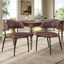 Load image into Gallery viewer, Modern Curved Back Upholstered Dining Chair Set With Metal Legs (Set of 2) - Brown / Black
