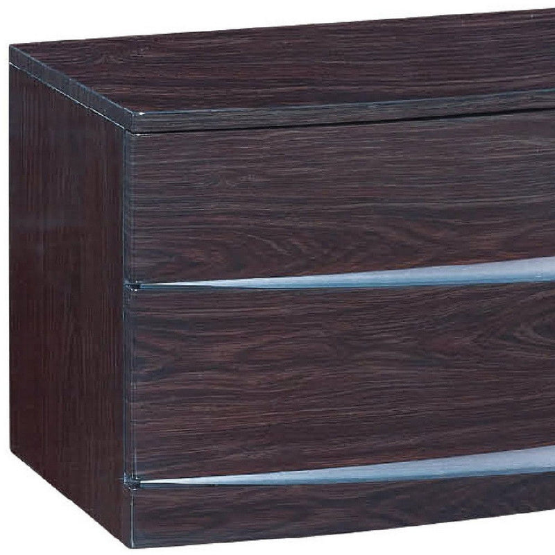 17" Two Drawers Manufactured Wood Mirrored Nightstand - Dark Brown