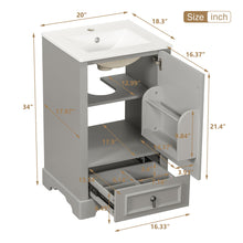 Load image into Gallery viewer, Bathroom Vanity With Sink, Soft Close Door, Adjustable U-Shaped Shelf
