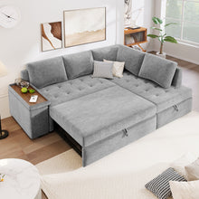 Load image into Gallery viewer, L Shaped Couch With Pull Out Bed And Storage Sectional Sleeper Sofa With Hidden Storage, Wide Armrest With Storage, For Living Room, Apartment, Bedroom, Office

